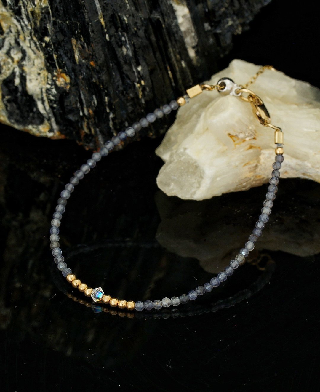曰本 Cenfill 钢丝 堇青石 14K包金 GF Swarovski 水晶手链 - 手链/手环 - 宝石 