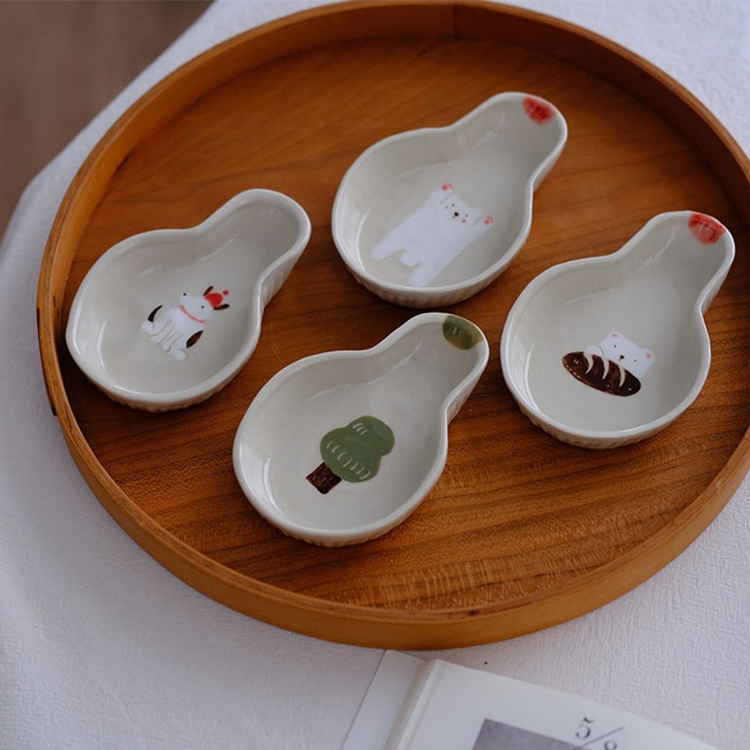 日式不規則釉下彩醬碟 / 可愛調味料醋碟 / 家用餃子蘸碟 - 浅碟/小碟子 - 瓷 多色