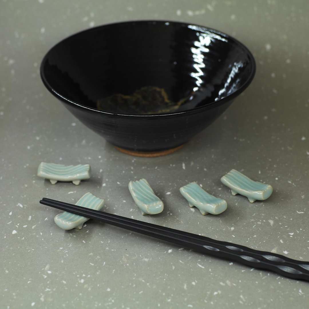 禅风 青瓷釉 箸置 筷垫 筷架 笔架 手作陶艺 单件贩售 - 筷子/筷架 - 陶 