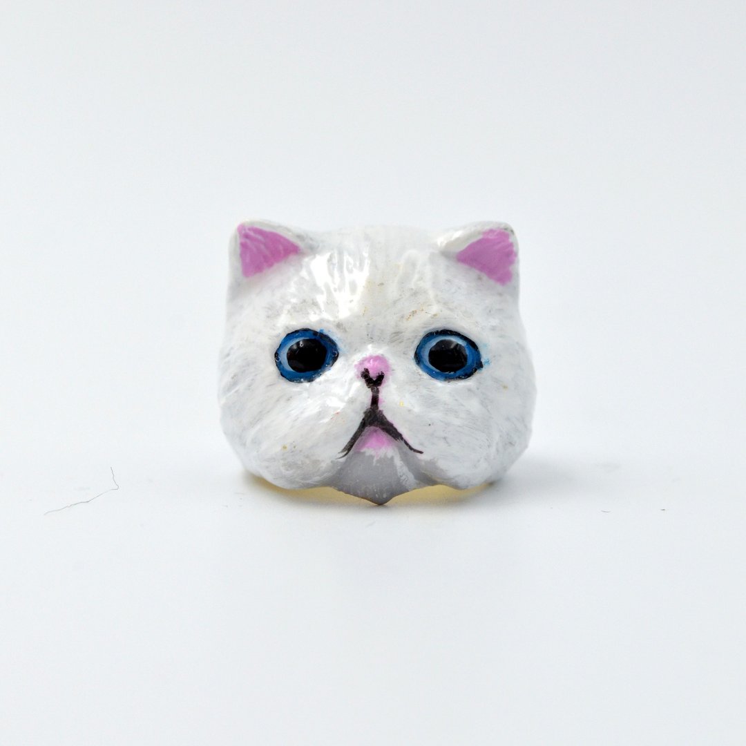 白色猫 手绘猫咪法式搪瓷黄铜材质戒指 可订制你家的猫咪颜色 - 戒指 - 其他金属 咖啡色