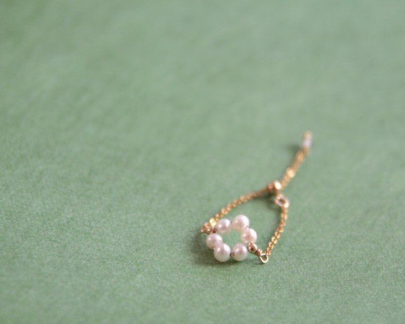 甜甜圈圈 舒适可调式戒围 珍珠戒指 链戒 - 戒指 - 珍珠 白色