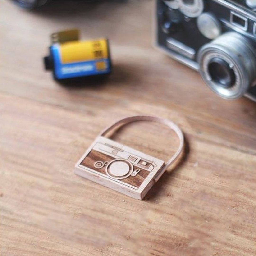 【圣诞定制礼物】USB 原木随身碟 Leica 时光相机 (含主图皮绳) - U盘 - 木头 咖啡色
