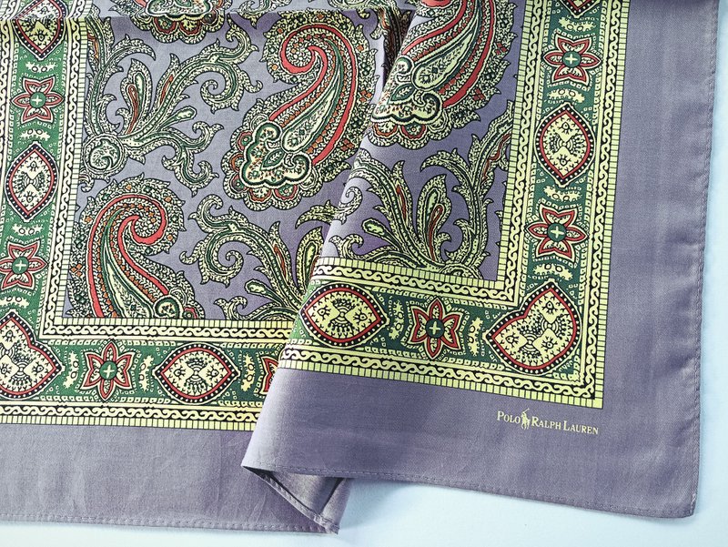 Polo Ralph Lauren 古董头巾 Paisley 紫色 20 x 19 英寸 - 手帕/方巾 - 棉．麻 紫色