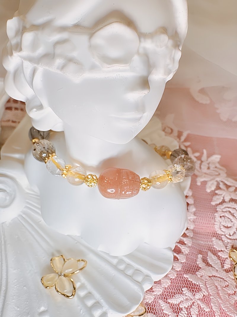 水晶手链| 金太阳貔貅| 钛金| 18k金| 黑发晶| 白水晶| 招财 - 手链/手环 - 水晶 金色