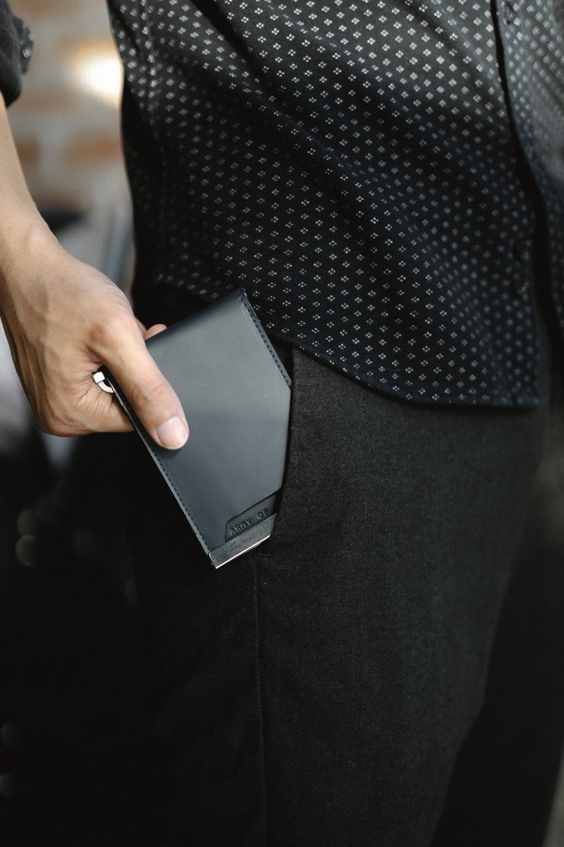 RAZE WALLET 海军蓝光滑皮革 内衬灰卡衬里 - 皮夹/钱包 - 真皮 蓝色