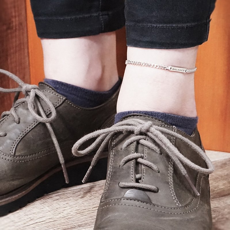 记忆彼端 刻字脚链 绳索链设计 925纯银脚链 订制款 男生冲浪脚链 - 脚链/脚环 - 纯银 银色