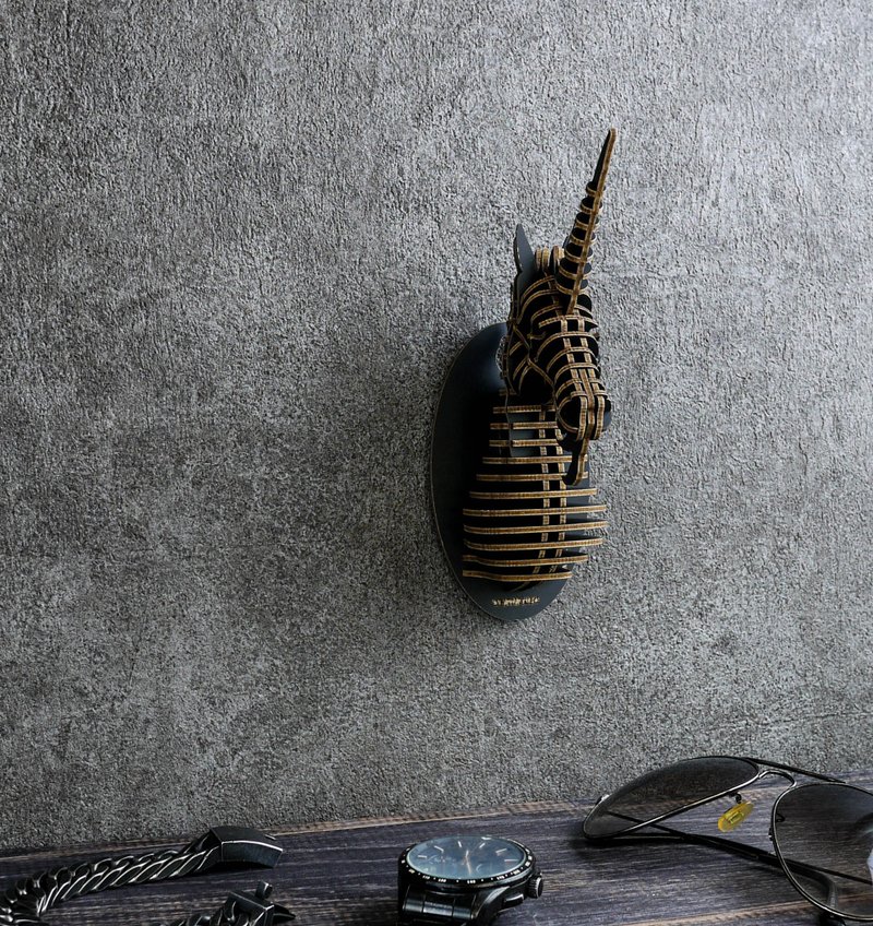 独角兽 DIY手作 3D居家挂饰   黑色 小型 - 冰箱贴/磁贴 - 纸 黑色