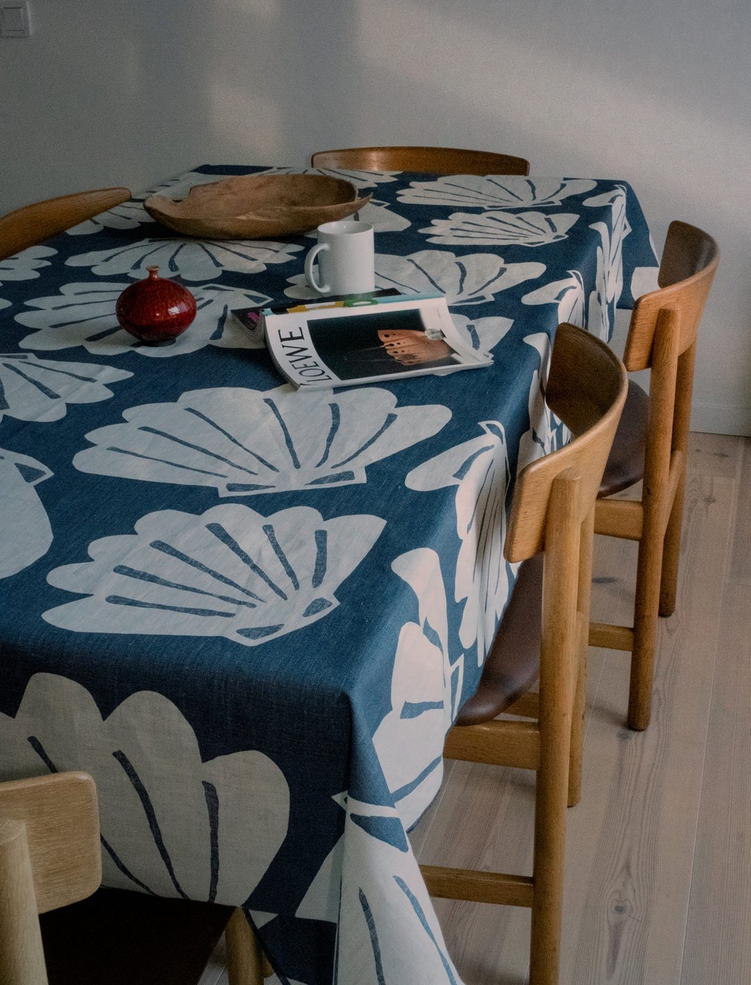 北欧设计款– 贝壳桌巾(149X149cm) SNÄCKA LINEN TABLECLOTH - 餐垫/桌巾 - 棉 蓝色