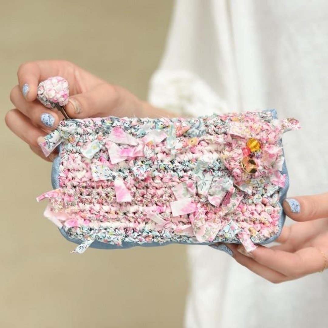 My own Liberty blooming pouch x denim || Pink - 化妆包/杂物包 - 其他材质 粉红色