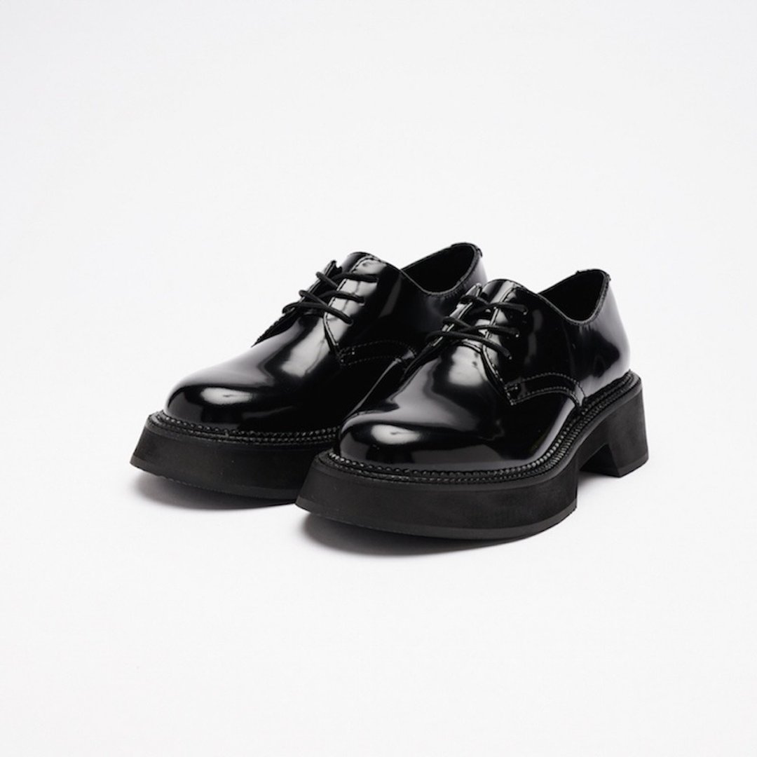 VATIC DERBY LEATHER SHOES BLACK 增高厚底德比皮鞋 - 其他女款皮鞋 - 真皮 黑色