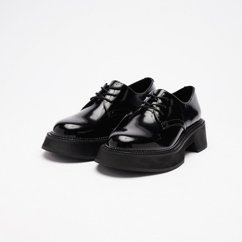 VATIC DERBY LEATHER SHOES BLACK 增高厚底德比皮鞋 - 其他女款皮鞋 - 真皮 黑色