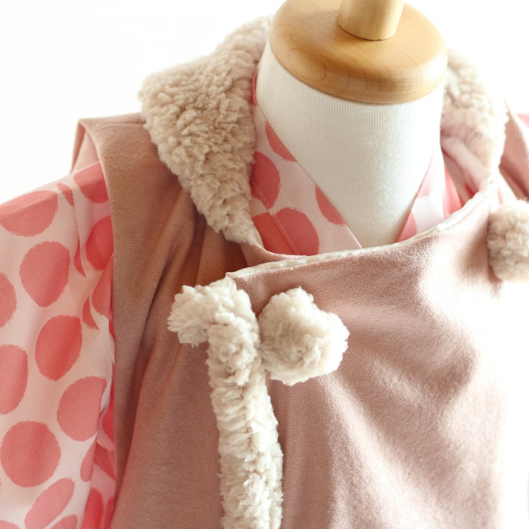 80【Casual KIMONO】cute and fluffy overcoat  loose dots pink  80 size KIMONO - 童装礼服/连衣裙 - 棉 