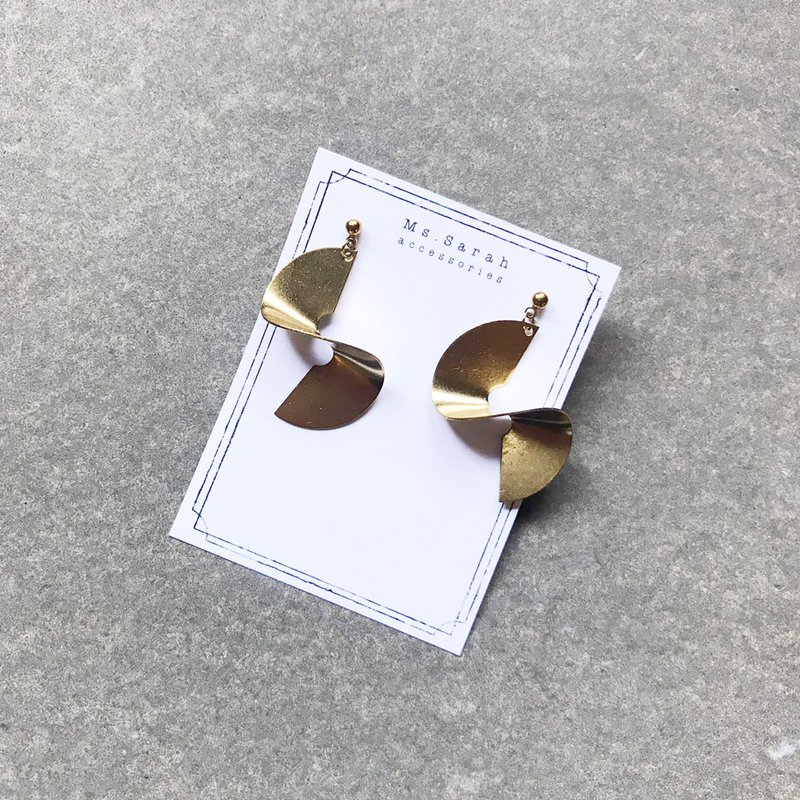 黄铜耳环_个性折纸(可改夹) - 耳环/耳夹 - 铜/黄铜 金色