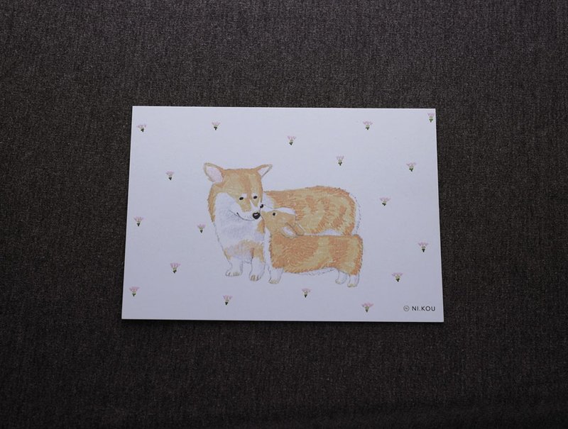 ni.kou亲子柯基明信片 - 卡片/明信片 - 纸 