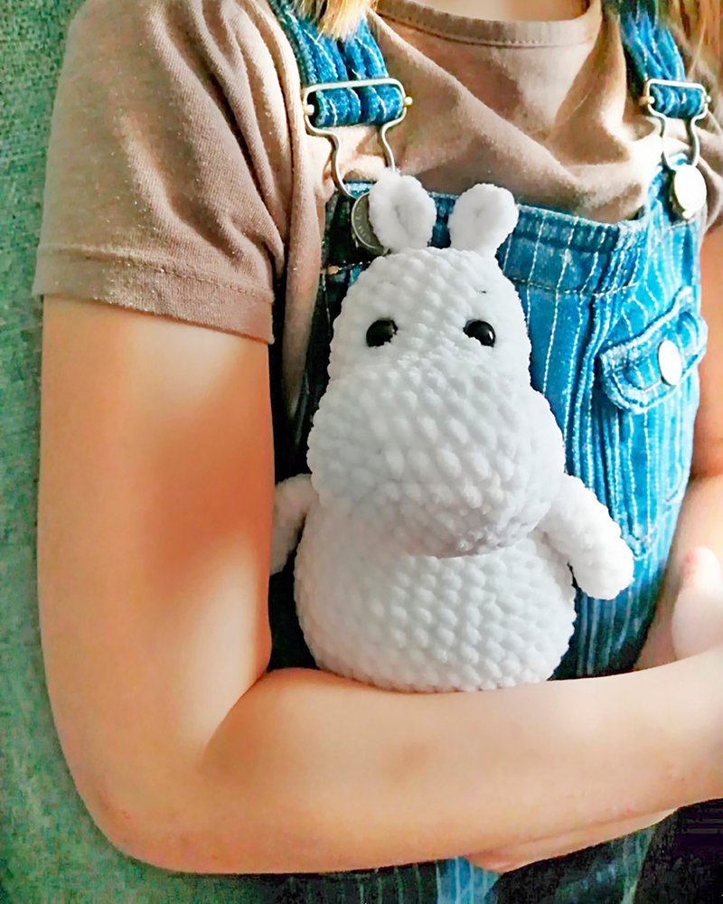 钩针毛绒玩具姆明巨魔钩针河马 Moomintroll - 玩具/玩偶 - 其他材质 白色