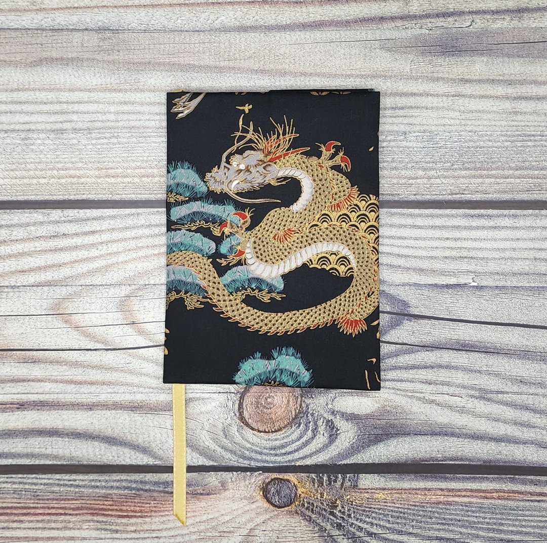 龙凤图案布制书套 (黑底) - 书衣/书套 - 其他材质 