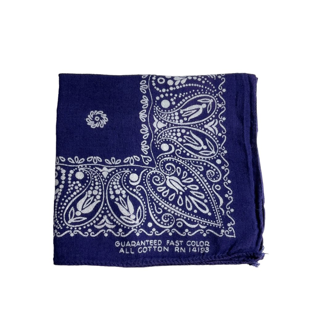 Vintage 70s USA Bandana 美国蓝色花柄领巾 - 领结/领巾 - 棉 蓝色