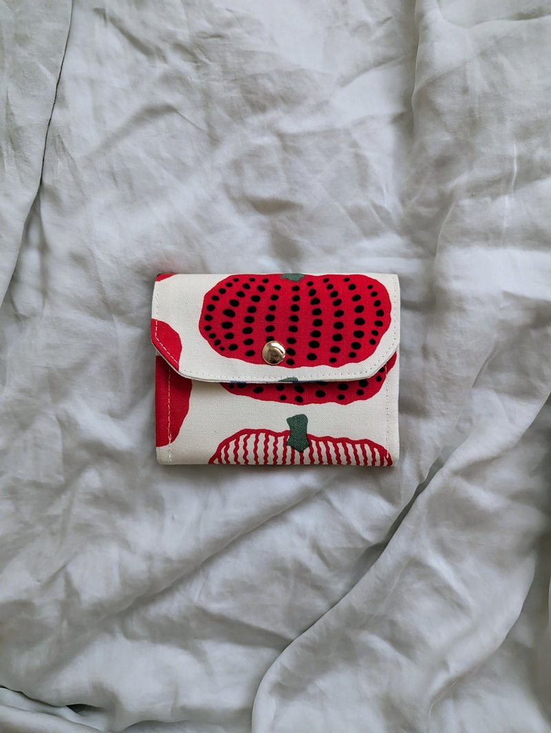 四层六卡+挂绳短夹钱包-红南瓜 - 皮夹/钱包 - 棉．麻 