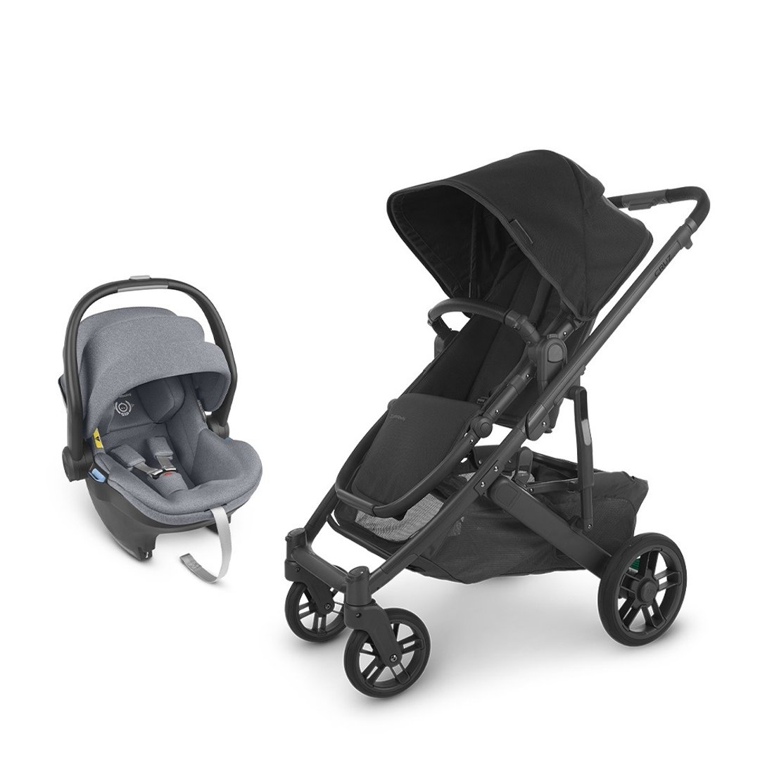 台湾宅配【UPPAbaby】【推车提篮组合】CRUZ V2黑哑光+蓝灰色提蓝 - 婴儿车/手推车 - 其他材质 黑色