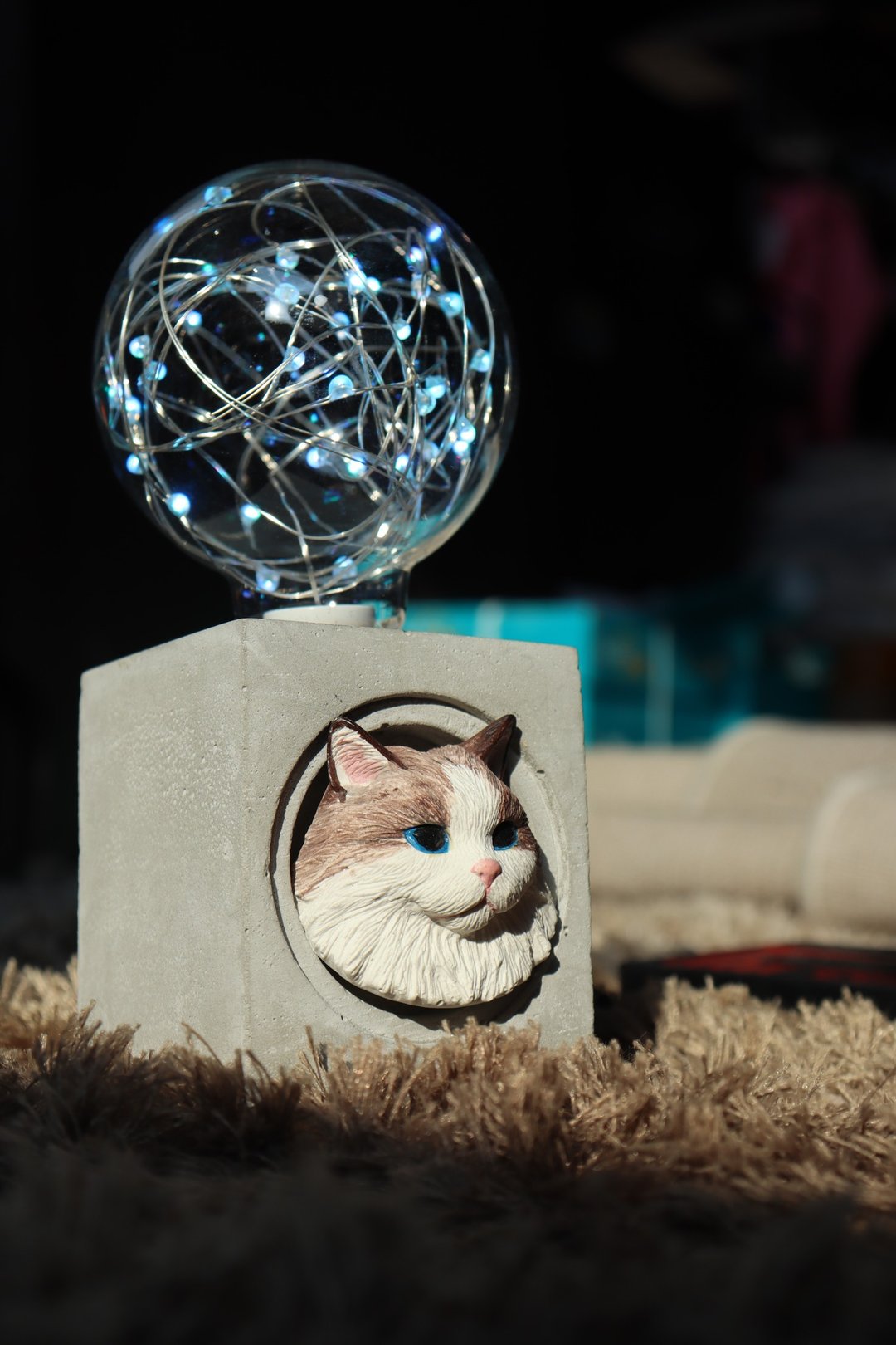 曙 MUSE 布偶猫水泥方灯 LED 灯 定制化 钨丝灯泡 USB 灯 - 灯具/灯饰 - 水泥 灰色