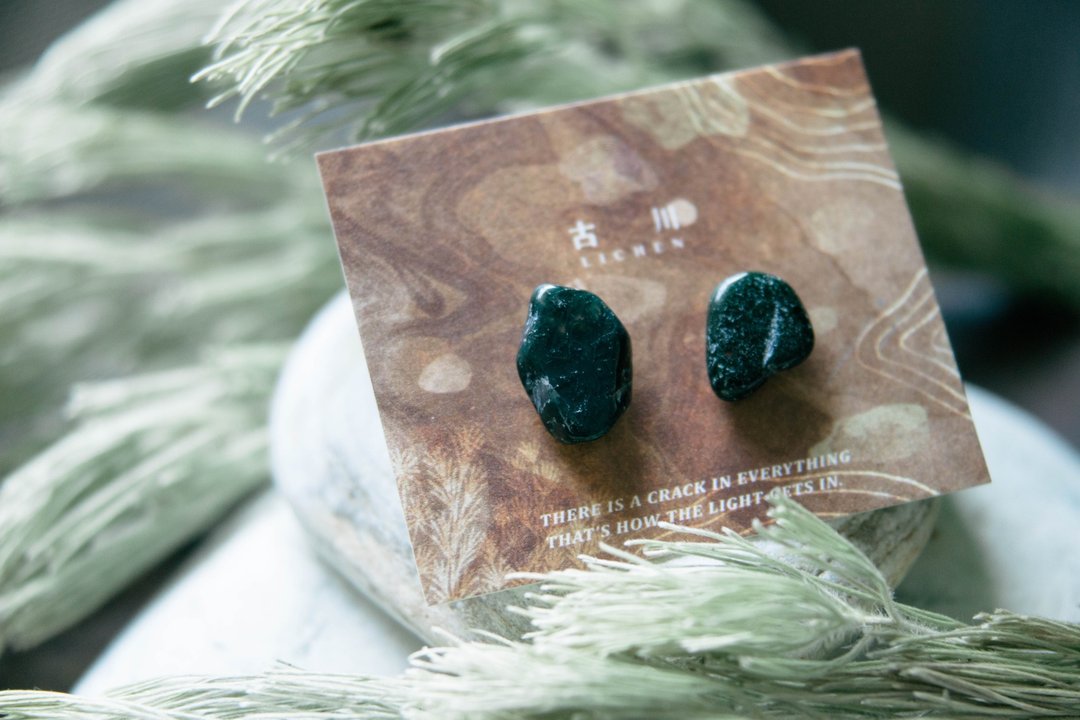 CRACK | 矿物系耳环 |  EARRINGS - 耳环/耳夹 - 玉石 绿色