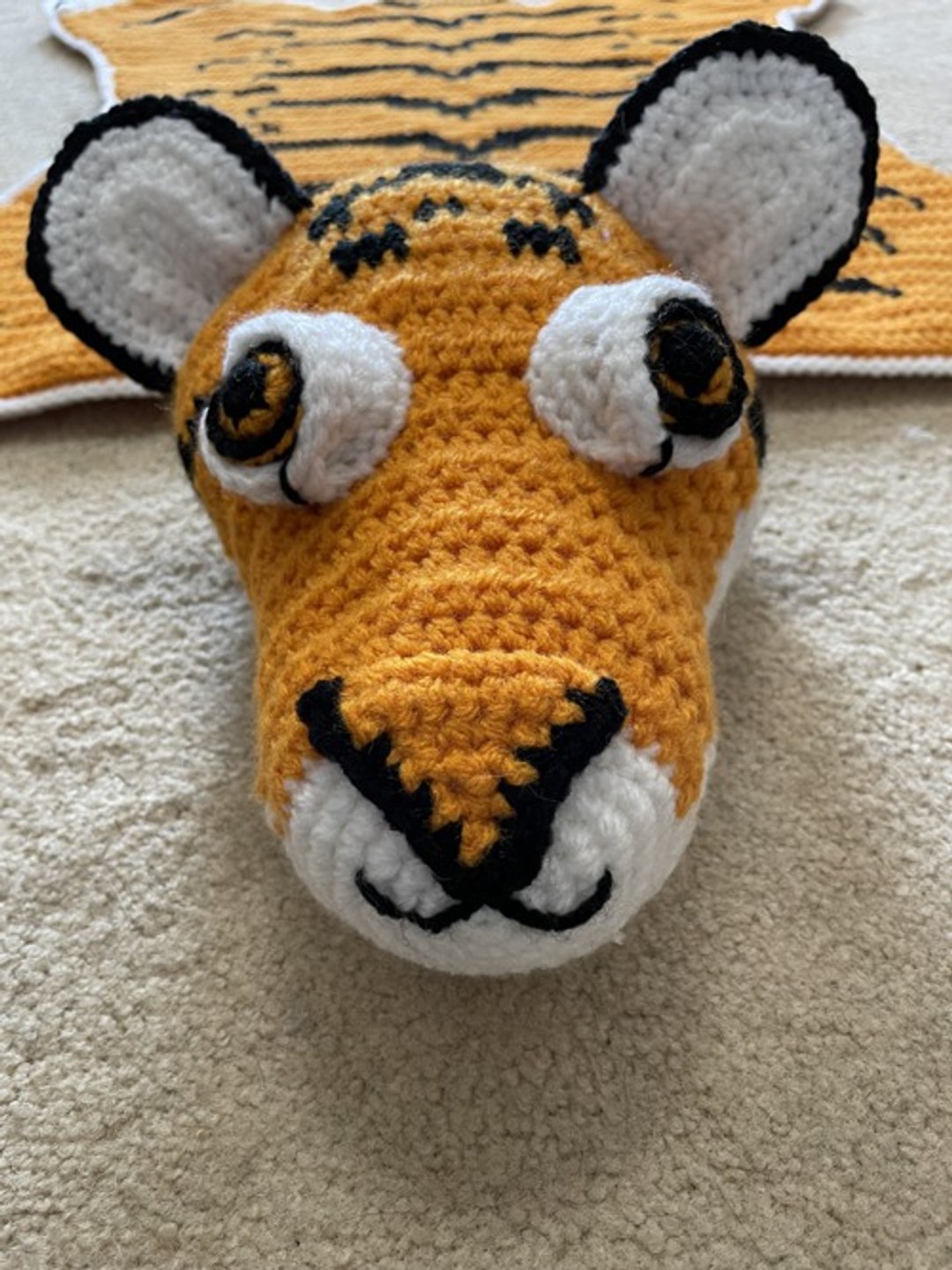 Crochet animal tiger rug (both sides) [interior] decoration [zabuton] [rug] - 餐垫/桌巾 - 棉．麻 