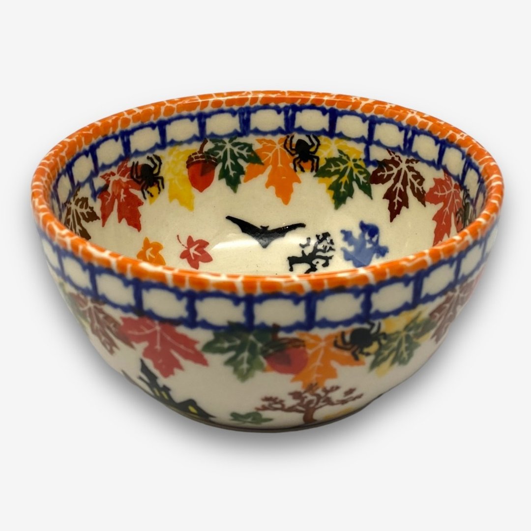 波兰手绘手工陶-饭碗 13cm 南瓜万圣节系列 设计师款 - 碗 - 陶 橘色