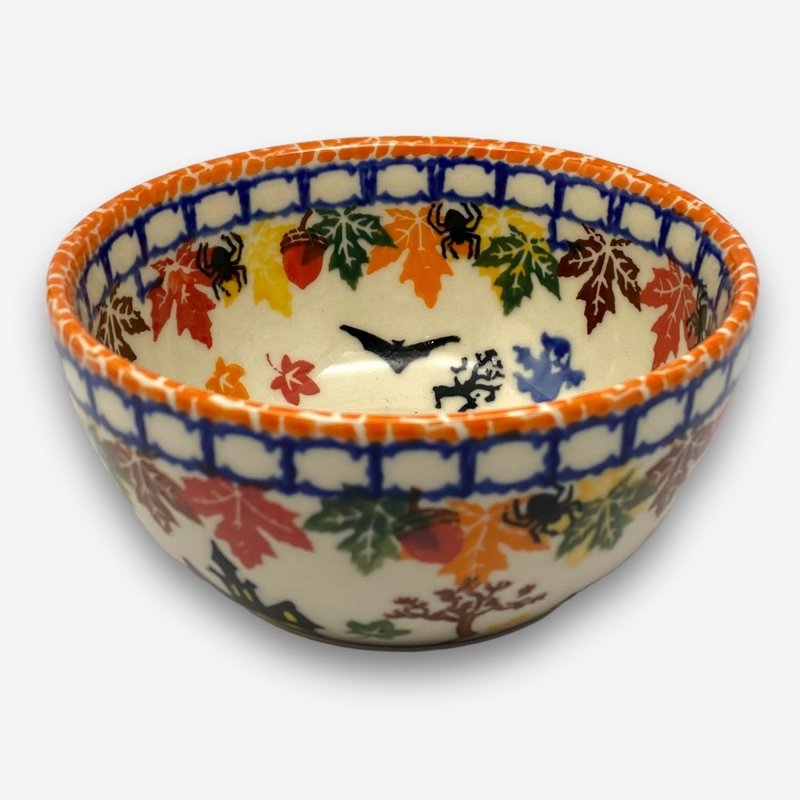 波兰手绘手工陶-饭碗 13cm 南瓜万圣节系列 设计师款 - 碗 - 陶 橘色