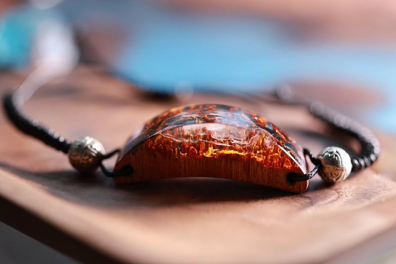 秋河、手工树脂手环、可调式设计、轻盈波希风、极简风格饰品、链 - 手链/手环 - 树脂 橘色