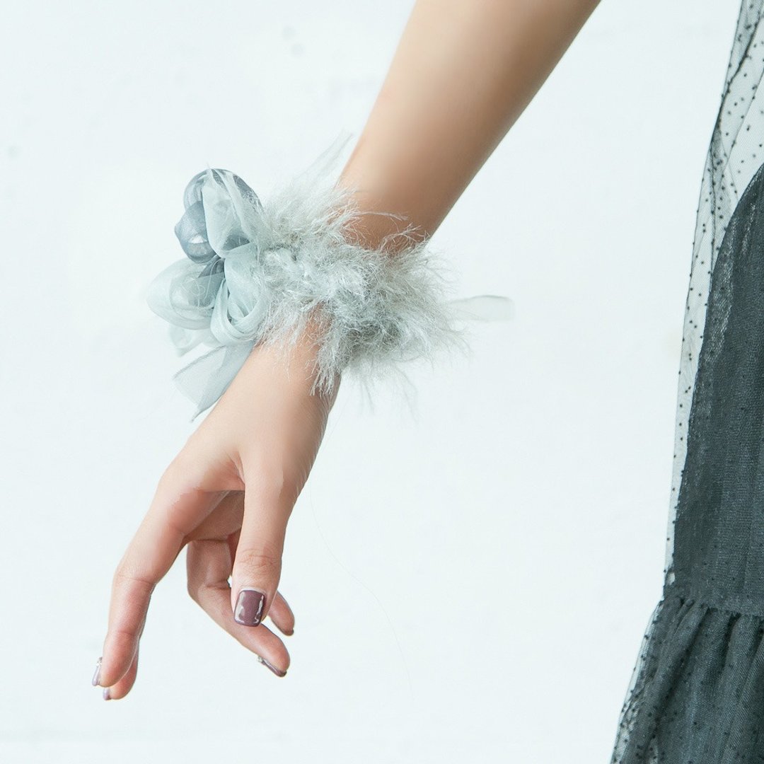 冬季限定|| mini || louis || 彩色花漾编织发圈 发饰 - 发饰 - 聚酯纤维 灰色