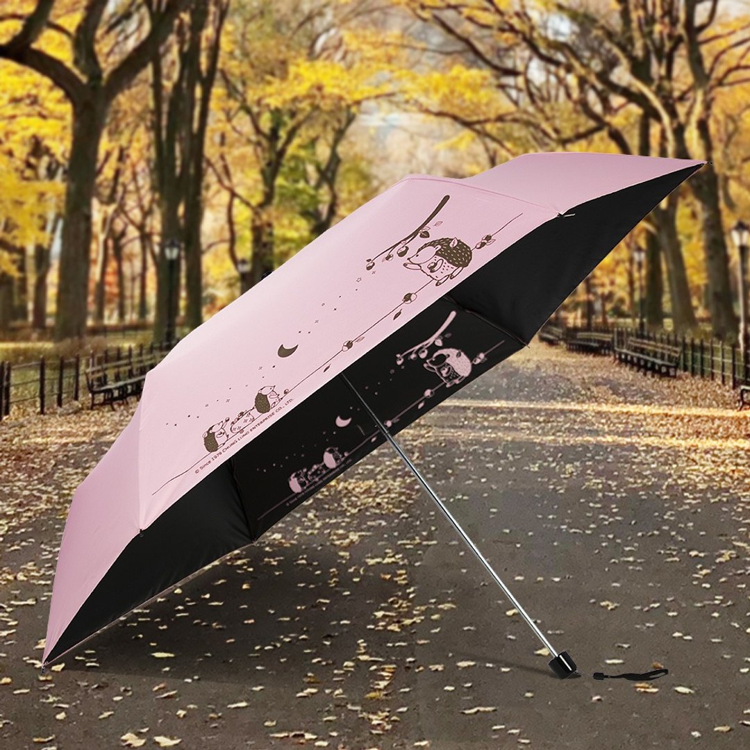 双龙刺猬超细黑胶蛋卷伞三折伞抗UV铅笔伞晴雨伞儿童伞(清新粉) - 雨伞/雨衣 - 防水材质 粉红色