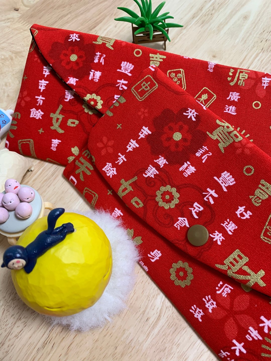 文青风优质万用红包袋 丰衣足食 星光红 蛇年 礼物 收纳 湿纸巾 - 红包/春联 - 棉 红色