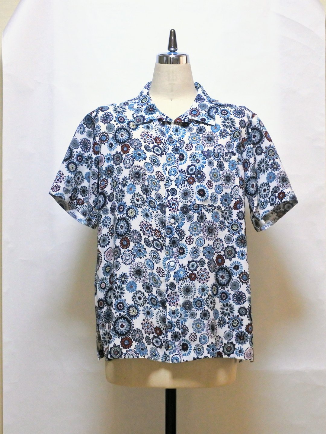 和服改造 宽领衬衫 - 男装衬衫 - 丝．绢 蓝色