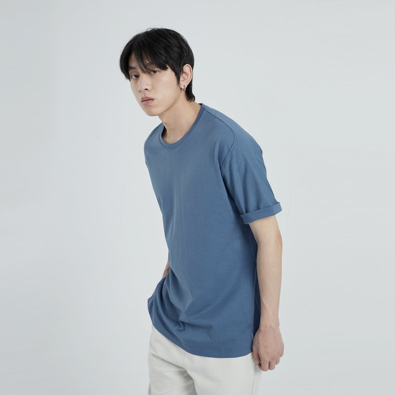 廓形感解构T恤 - 男装上衣/T 恤 - 棉．麻 蓝色