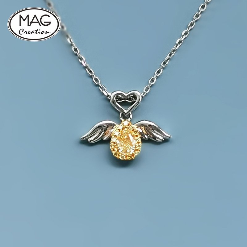 黄钻系列 | 天使吊坠 (配18K金颈链) - 项链 - 贵金属 银色