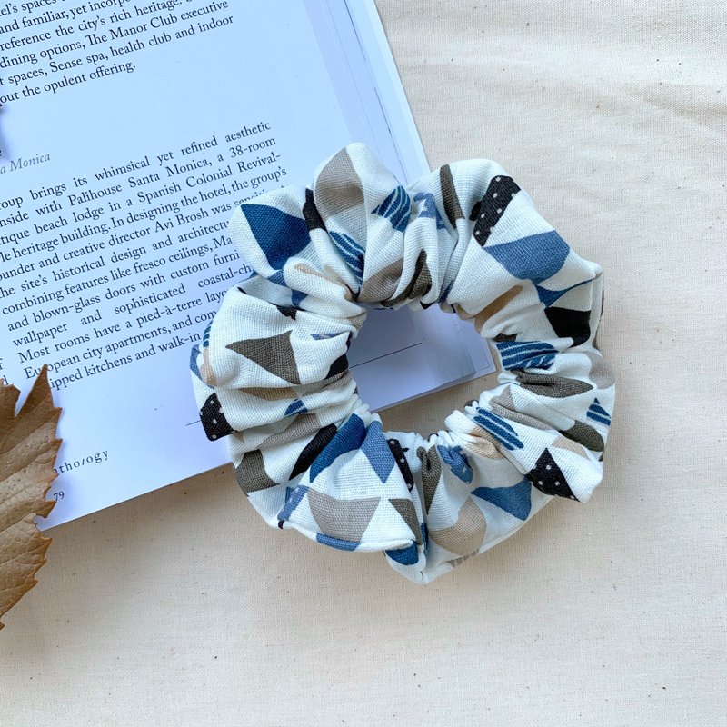 蓝灰色三角旗 - 甜甜圈发圈 | 海柏手作 - 发饰 - 棉．麻 蓝色