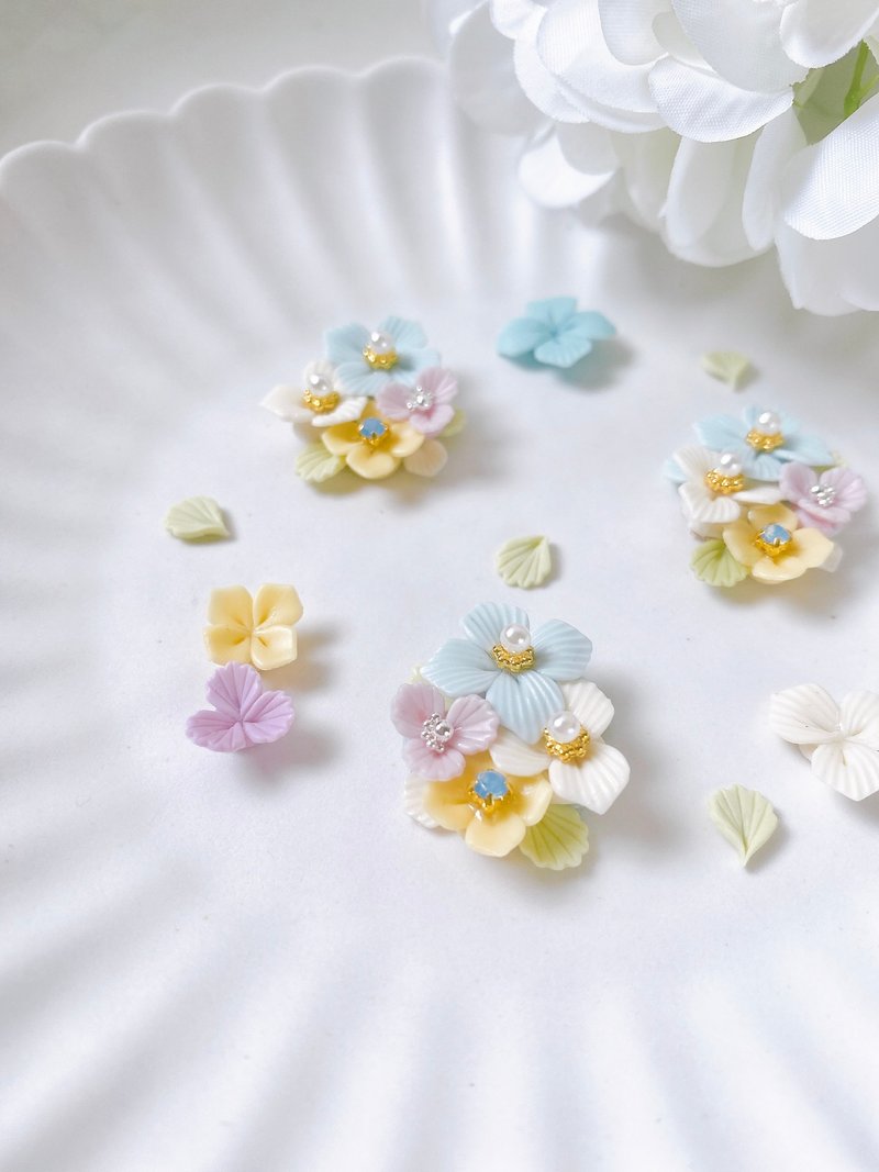 花日时光手作耳环 | 黏土耳环 - 耳环/耳夹 - 粘土 多色