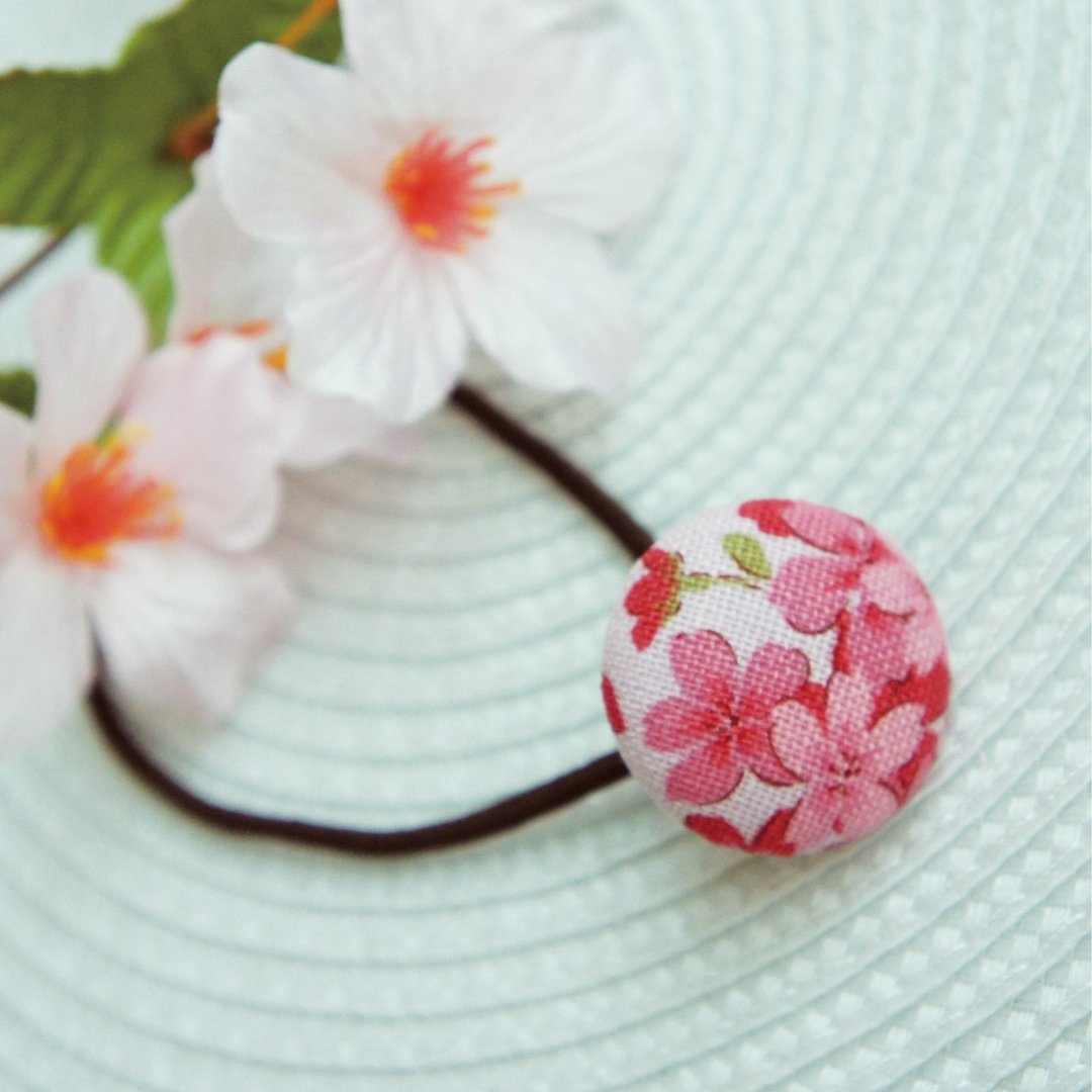 Lovely【樱花包扣松紧发束】粉紫(1个) - 发饰 - 棉．麻 紫色