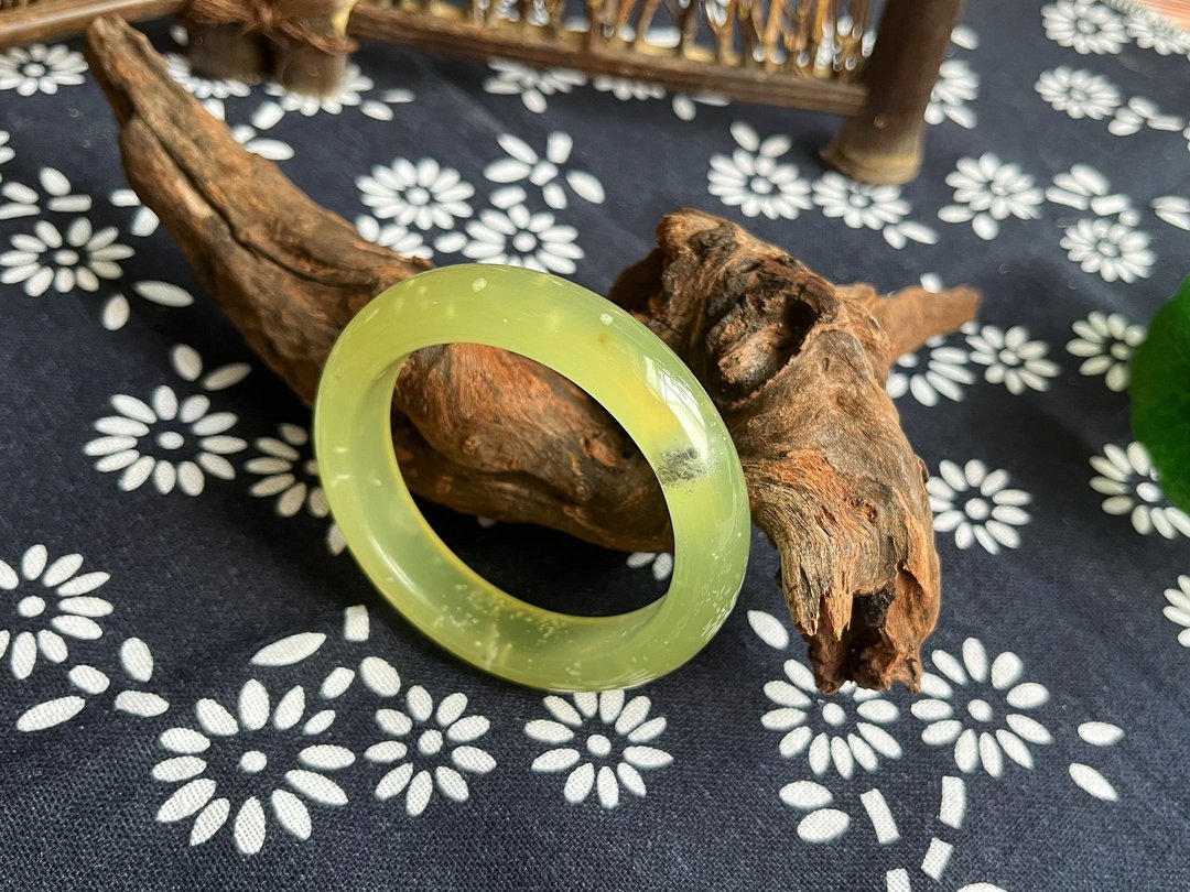【一物一图】天然辽宁岫玉手镯 手镯圈口52mm 蜂蜜水 正圈 - 手链/手环 - 玉石 黄色