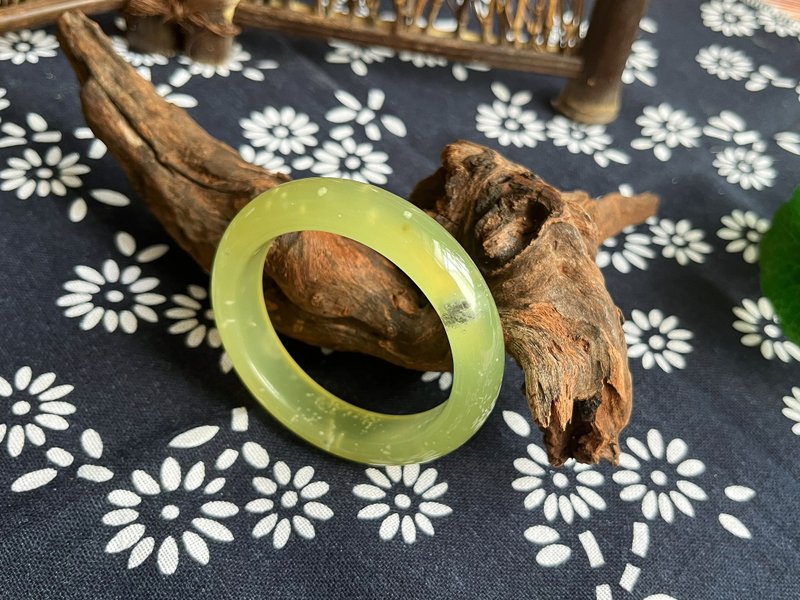 【一物一图】天然辽宁岫玉手镯 手镯圈口52mm 蜂蜜水 正圈 - 手链/手环 - 玉石 黄色