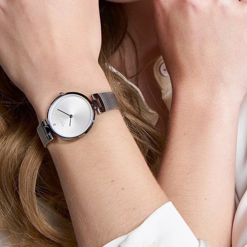 OBAKU 涡旋几何时尚腕表-银X白-V256LXCIMC-33mm - 女表 - 不锈钢 多色