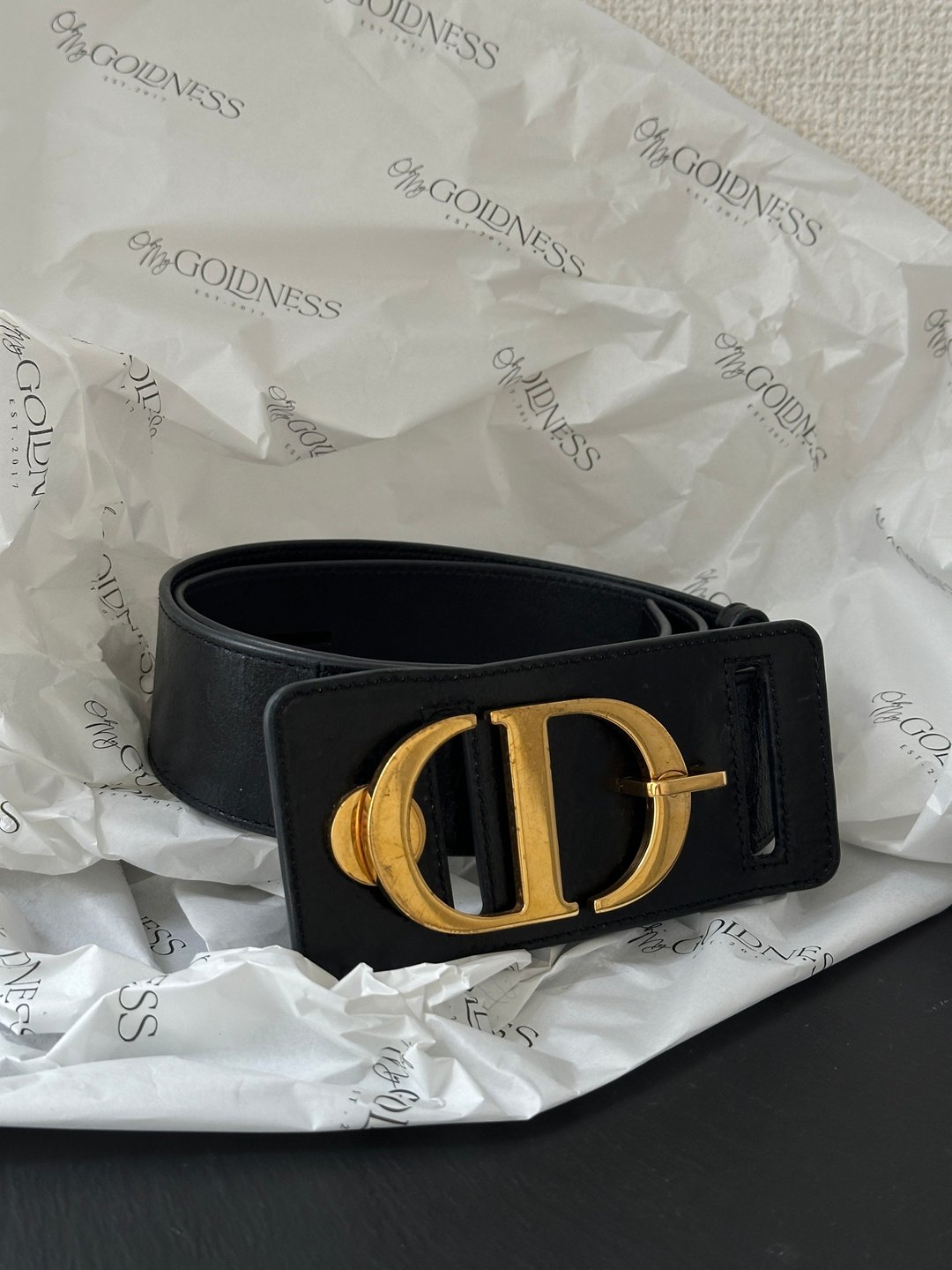 中古配饰 Dior 迪奥 超大旋转金扣皮带 - 皮带/腰带 - 真皮 黑色