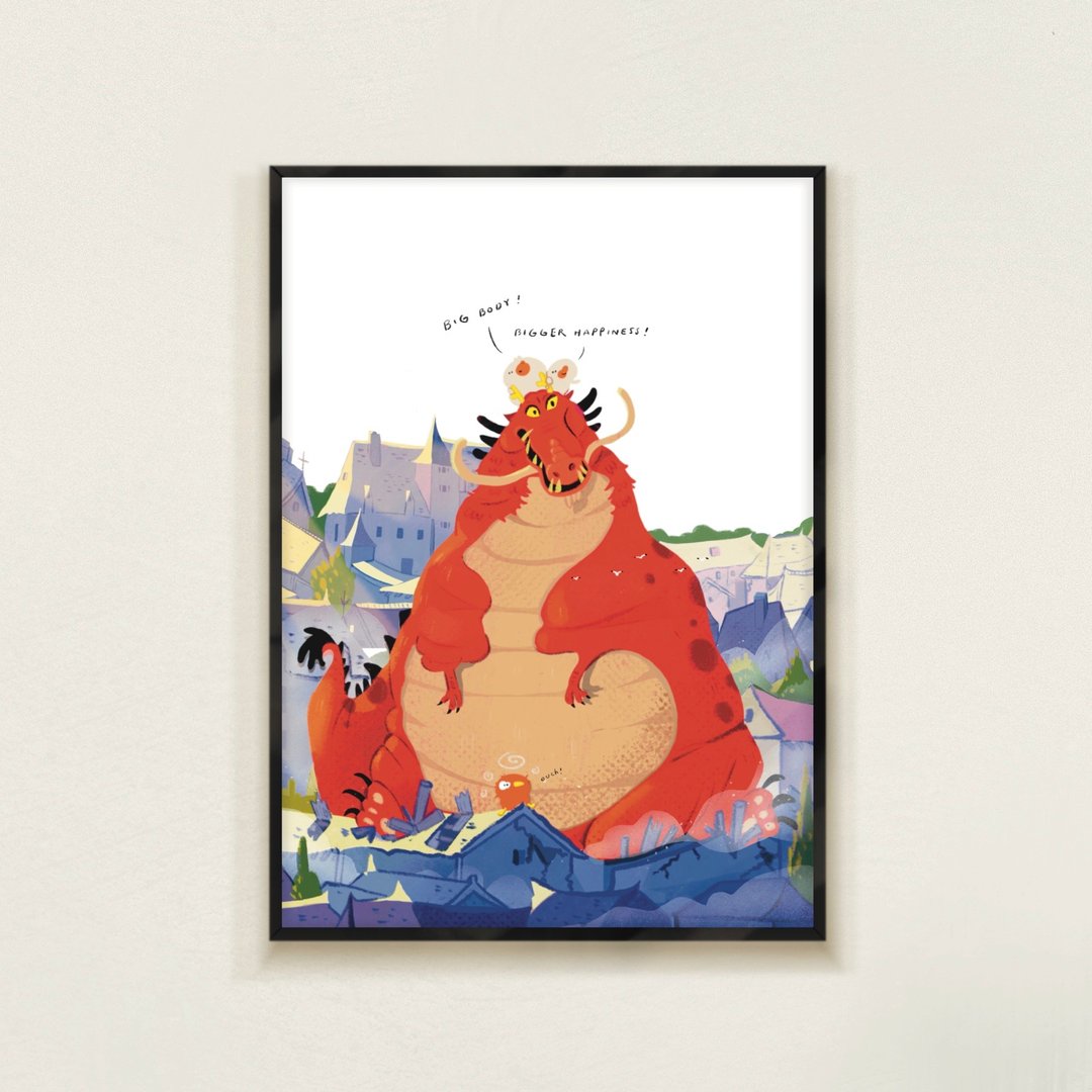 Big body, bigger happiness / A3海报/ B5海报/ 明信片 - 海报/装饰画/版画 - 棉 红色