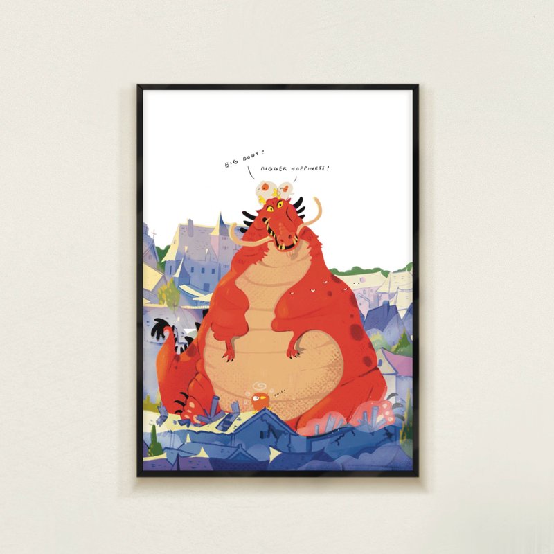 Big body, bigger happiness / A3海报/ B5海报/ 明信片 - 海报/装饰画/版画 - 棉．麻 红色