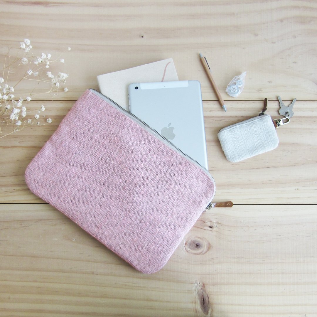 Mini Clutch Bags Hand Woven Cotton Natural Color - 其他 - 棉 粉红色