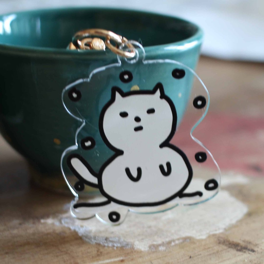 JayeonStore 雪人猫钥匙圈 - 钥匙链/钥匙包 - 压克力 黑色