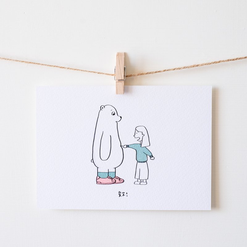插画手写卡片 大白熊咚咚-在叫你啦 - 卡片/明信片 - 纸 白色