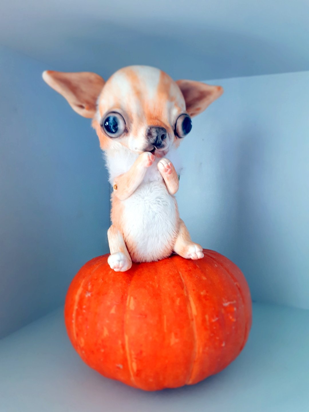 Peach Chihuahua Teddy Puppy Plush Toy Dog Stuffed Animal Collection Figurine - 玩偶/公仔 - 其他材质 卡其色