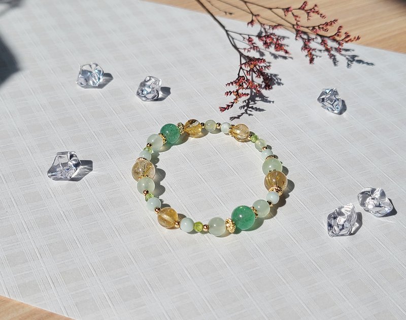 圣诞礼盒 葡萄石 绿草莓 黄水晶 金发晶||招财转运 人缘 水晶手链 - 手链/手环 - 水晶 绿色
