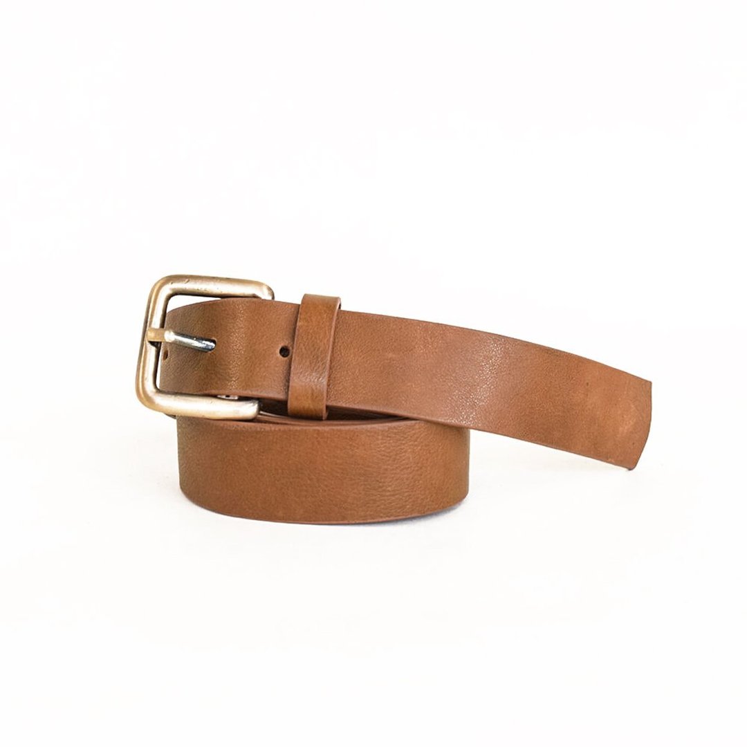 Thick belt High-quality and soft leather Slim Business Fashion Casual leather belt Cowhide Genuine leather [Brown] - 其他 - 真皮 咖啡色